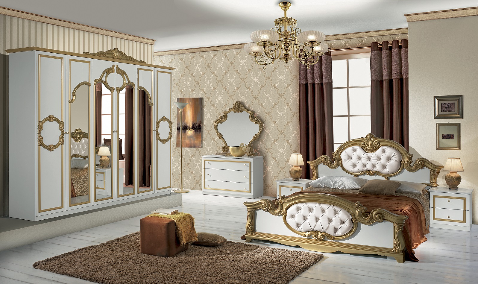 Klassisches Schlafzimmer Stella Weiss Gold Italienisch Barock